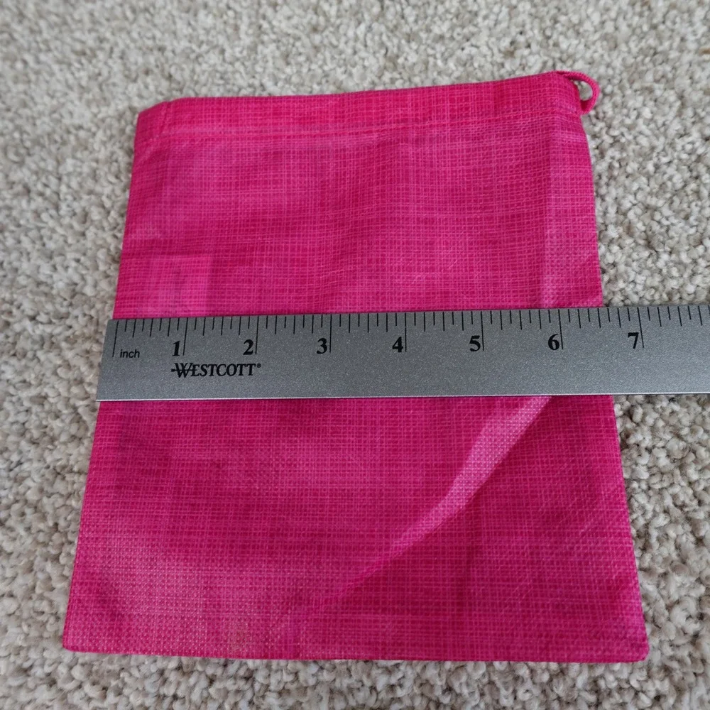 thirty-one Hot Pink Textured Drawstring Pouch Small Jewelry Gift Bag 6.5x7.75